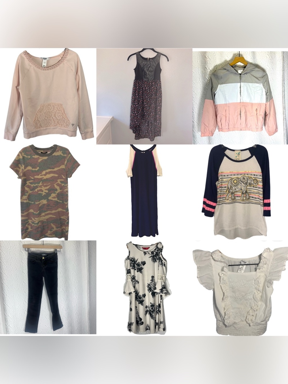 Girls Size 7/8 Trend-Focused Wardrobe Bundle (14 Pieces)